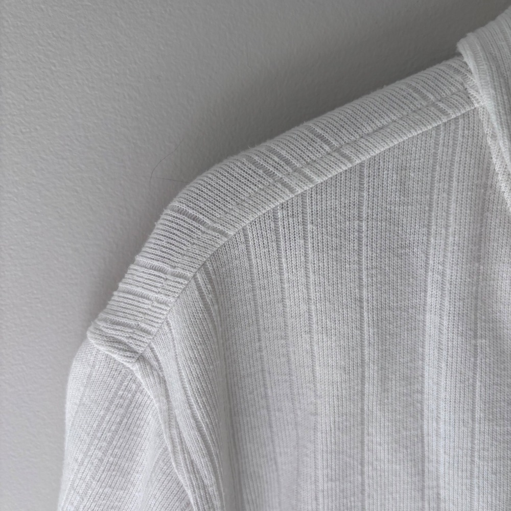 Christian Lacroix Mens White Ribbed Knit Button Up Polo Shirt Coastal Neutral XL - Picture 5 of 7